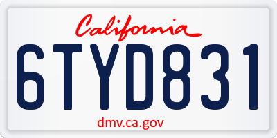CA license plate 6TYD831