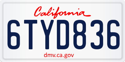 CA license plate 6TYD836
