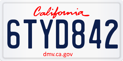CA license plate 6TYD842