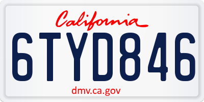 CA license plate 6TYD846