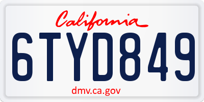 CA license plate 6TYD849