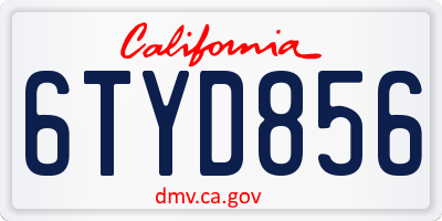 CA license plate 6TYD856