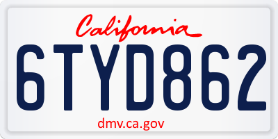 CA license plate 6TYD862