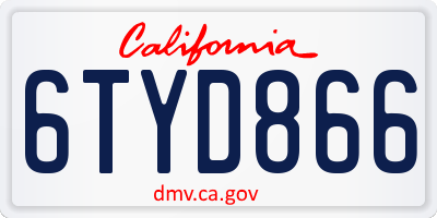 CA license plate 6TYD866
