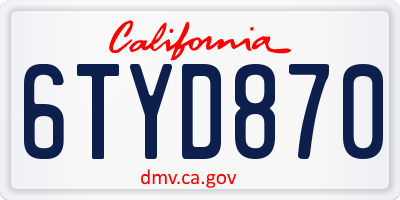 CA license plate 6TYD870