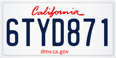 CA license plate 6TYD871