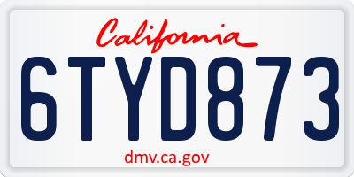 CA license plate 6TYD873