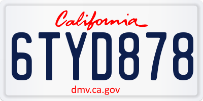 CA license plate 6TYD878