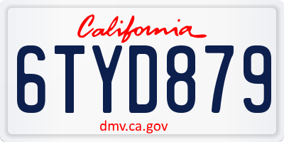 CA license plate 6TYD879