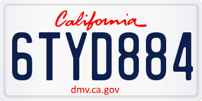 CA license plate 6TYD884