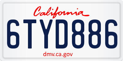 CA license plate 6TYD886