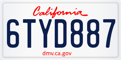 CA license plate 6TYD887