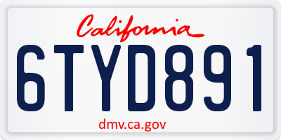 CA license plate 6TYD891