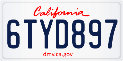 CA license plate 6TYD897
