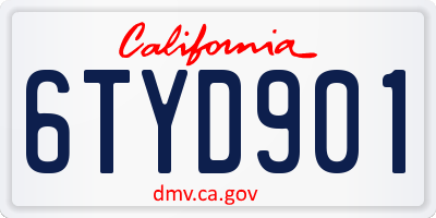 CA license plate 6TYD901