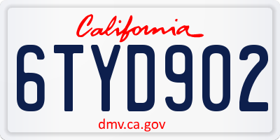 CA license plate 6TYD902