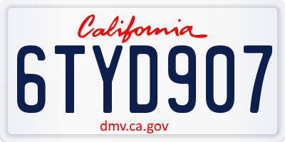 CA license plate 6TYD907
