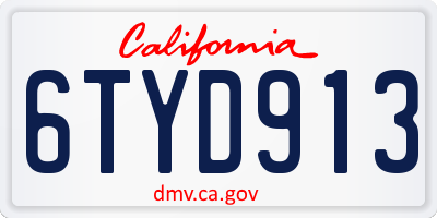 CA license plate 6TYD913