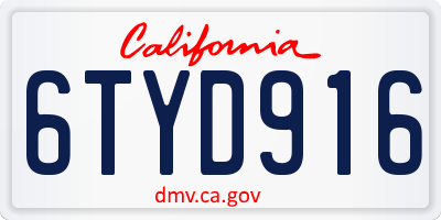 CA license plate 6TYD916