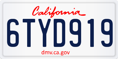 CA license plate 6TYD919