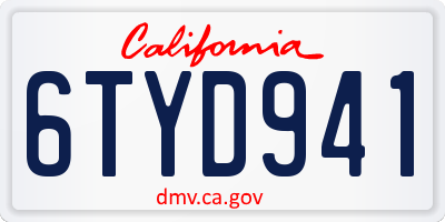 CA license plate 6TYD941