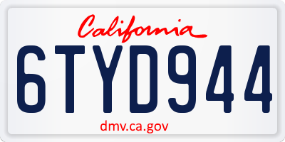 CA license plate 6TYD944