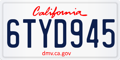 CA license plate 6TYD945