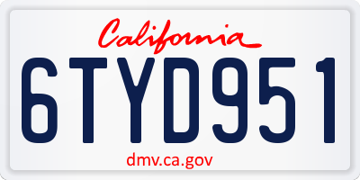 CA license plate 6TYD951
