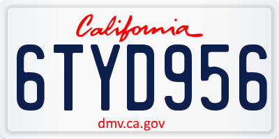CA license plate 6TYD956