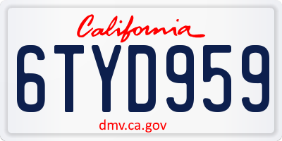 CA license plate 6TYD959