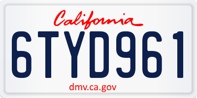 CA license plate 6TYD961