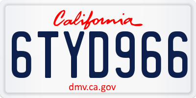 CA license plate 6TYD966