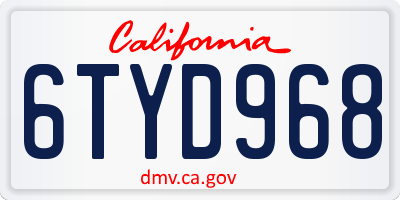 CA license plate 6TYD968