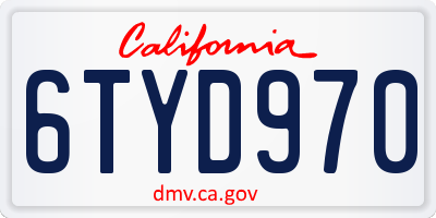 CA license plate 6TYD970