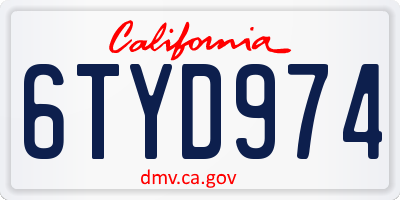CA license plate 6TYD974
