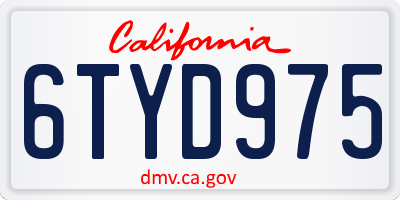 CA license plate 6TYD975