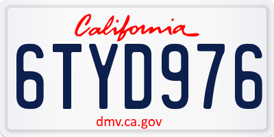 CA license plate 6TYD976