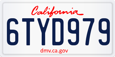 CA license plate 6TYD979