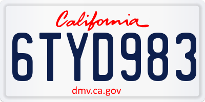 CA license plate 6TYD983