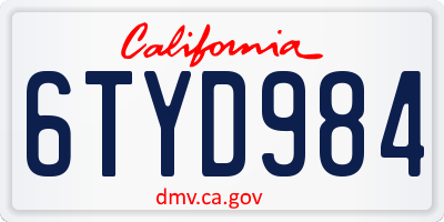 CA license plate 6TYD984