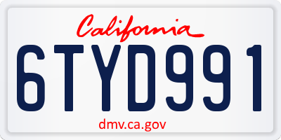 CA license plate 6TYD991