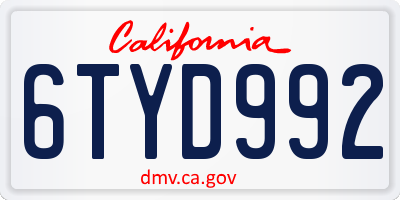 CA license plate 6TYD992