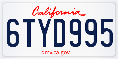CA license plate 6TYD995
