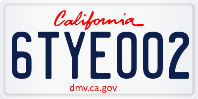 CA license plate 6TYE002