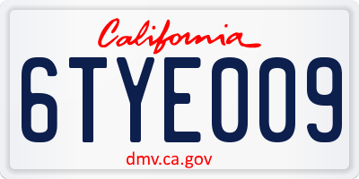 CA license plate 6TYE009