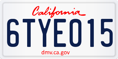 CA license plate 6TYE015