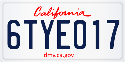 CA license plate 6TYE017