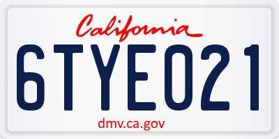 CA license plate 6TYE021