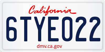 CA license plate 6TYE022