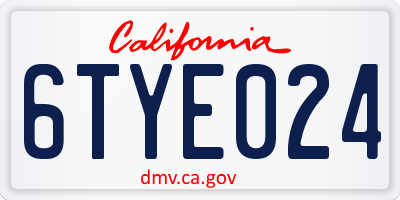 CA license plate 6TYE024